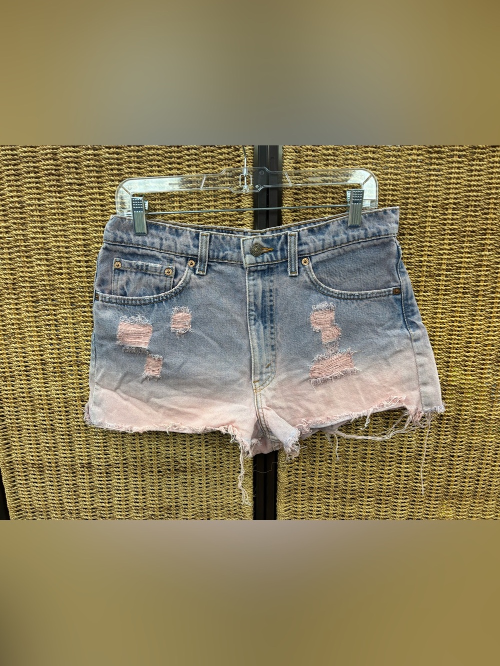 Vintage Levi’s Distressed Pink Ombré Cutoff Denim Shorts Y2K Festival 30